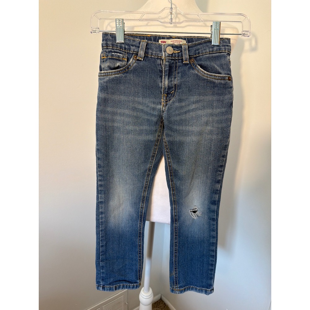 Levis 511 Slim Performance Kids Jeans Size 6 Regular Adjustable Waist Distressed